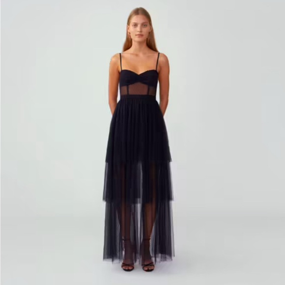 Fame and Partners Dresses & Skirts - FAME and PARTNERS, BLACK CORSET TIERED GOWN